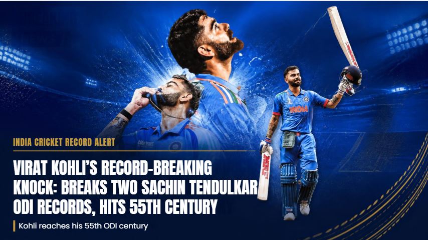 Virat Kohli Breaks Sachin Tendulkar&rsquo;s ODI Records, Becomes Fastest to 15,000 Runs and Hits 55th Century